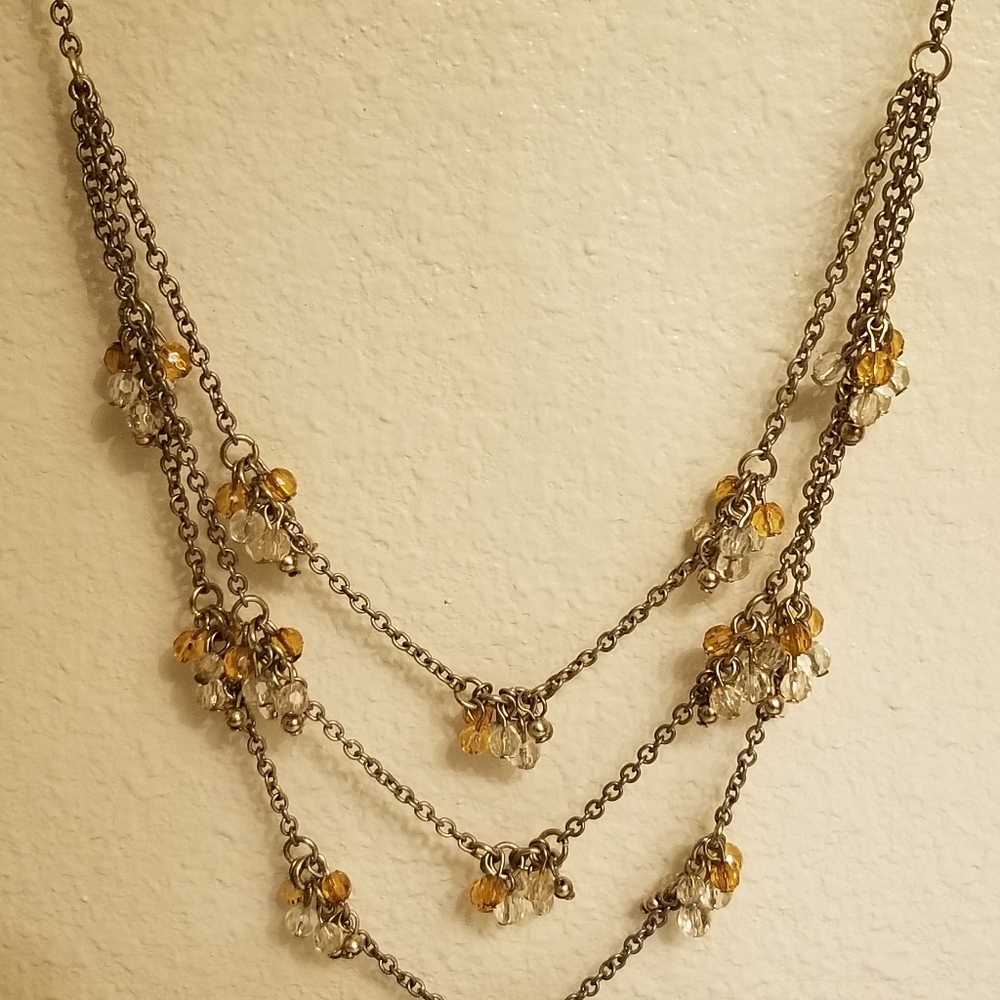SOLD - Coldwater Creek Orange & Gold Flower Necklace